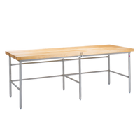 John Boos Welded Baker's Table Frame for 144 x 48 Inch Top, Stainless Steel Legs and Bullet Feet
