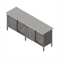 John Boos Stainless Steel Enclosed Work Table with Sliding Doors and Undershelf, 120 x 24 Inch, 16-Gauge Flat Top