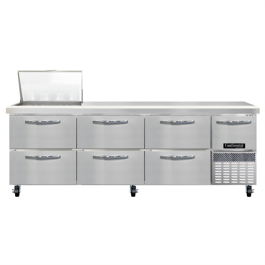 Product image #1 for Continental Refrigerator RA93N12M-D 93-Inch Mighty Top 12-Pan Refrigerated Sandwich Prep Table with 6 Drawers