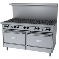 Signature G Starfire Pro Series 60-Inch Gas Restaurant Range with 10 Open Burners and 2 Standard Ovens
