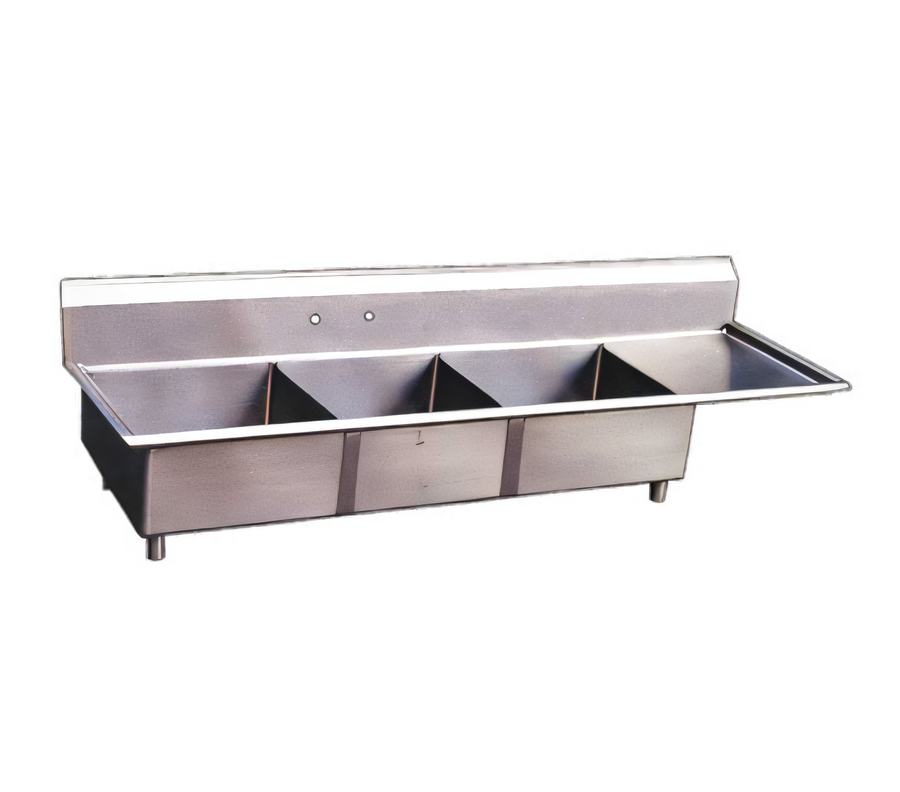 Product image #1 for 3-Compartment Pot Sink with Right-Hand Drainboard, 18-Gauge 304 Stainless Steel