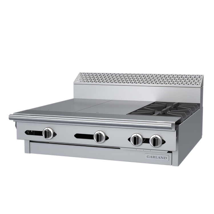 Product image #1 for Garland Cuisine Series 36-Inch Heavy Duty Modular Top Gas Range with 2 Open Burners and 2 Hot Tops