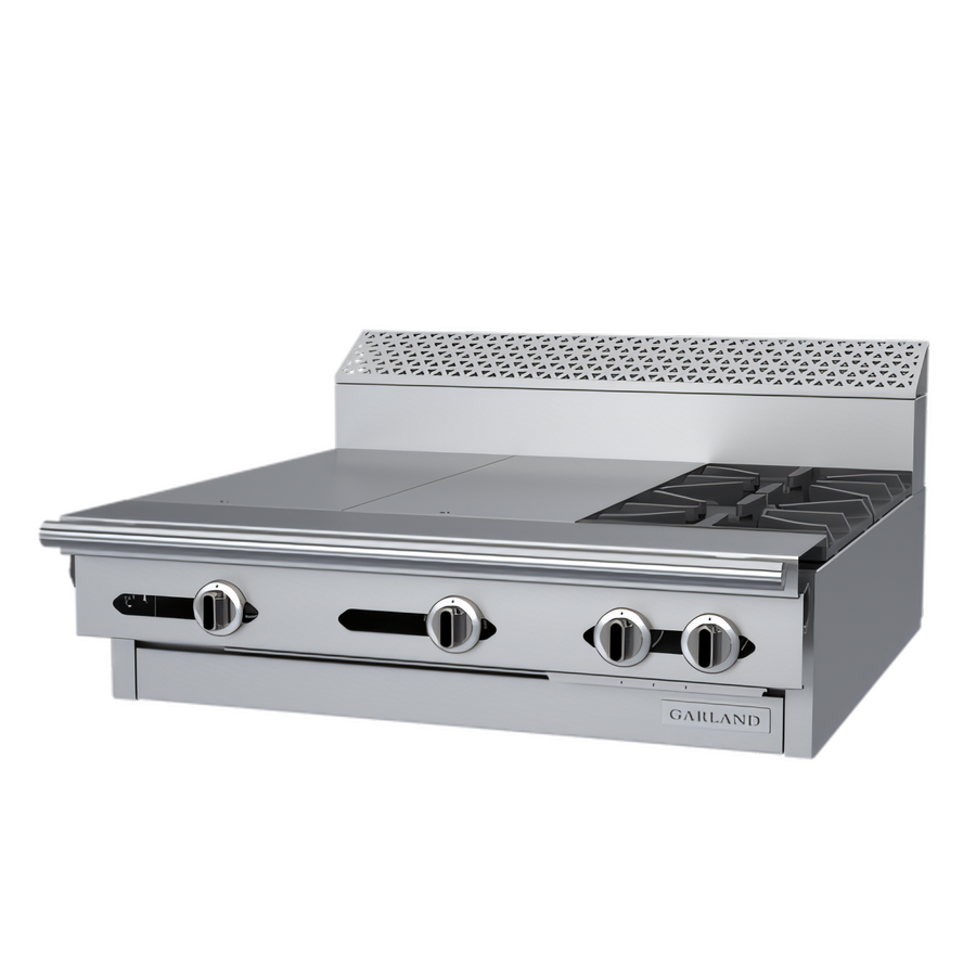 Product image #1 for Garland Cuisine Series 36-Inch Heavy Duty Modular Top Gas Range with 2 Open Burners and 2 Hot Tops