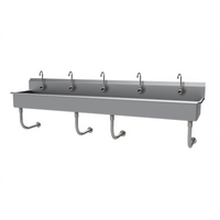 Advance Tabco 100-Inch Wall Mounted 5-Station Multiwash Hand Sink with 5 Electronic Faucets, 304 Stainless Steel