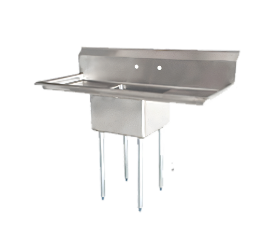 Product image #1 for Omcan USA 1-Compartment Commercial Pot Sink with Left and Right Drainboards, 18 x 18 x 11-Inch Bowl