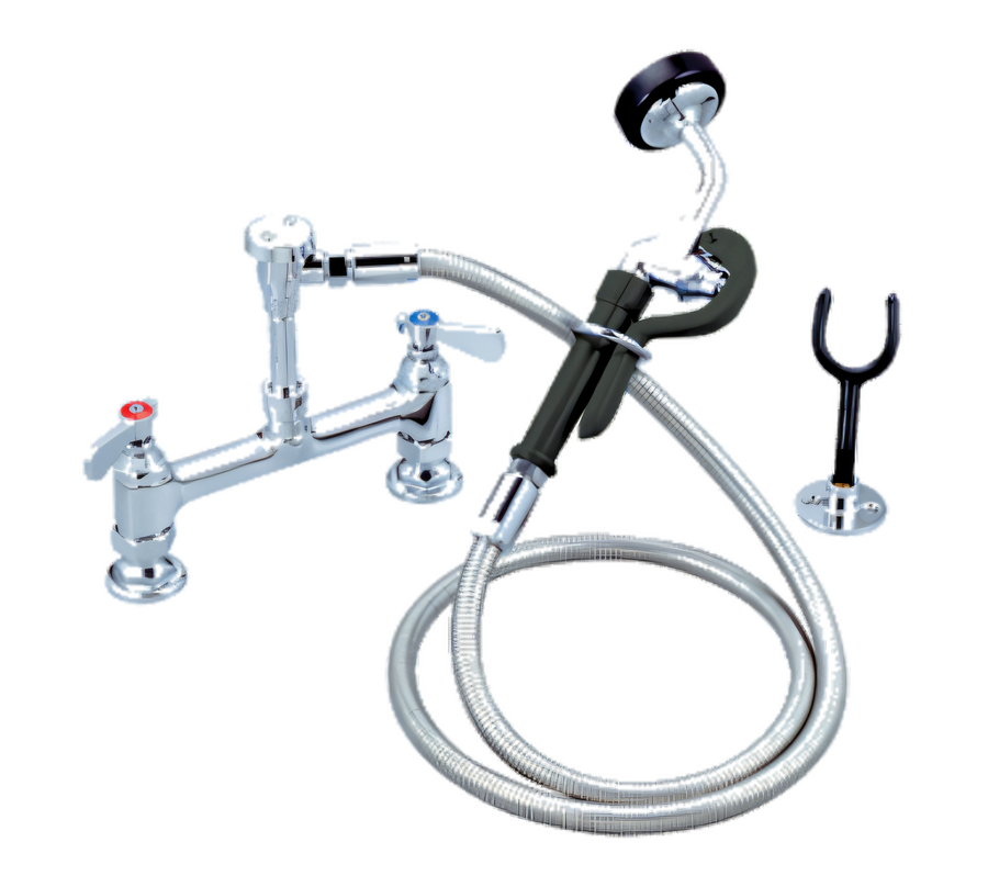 Product image #1 for OptiFlow 8" O.C. Deck Mount Utility Spray Faucet with 72" Stainless Steel Braided Hose