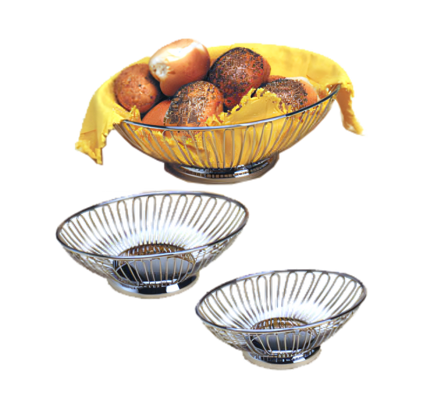 Product image #1 for Oval Stainless Steel Serving Basket, 13-3/8 x 9-1/4 x 4-1/4 Inches