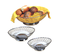 Oval Stainless Steel Serving Basket, 13-3/8 x 9-1/4 x 4-1/4 Inches