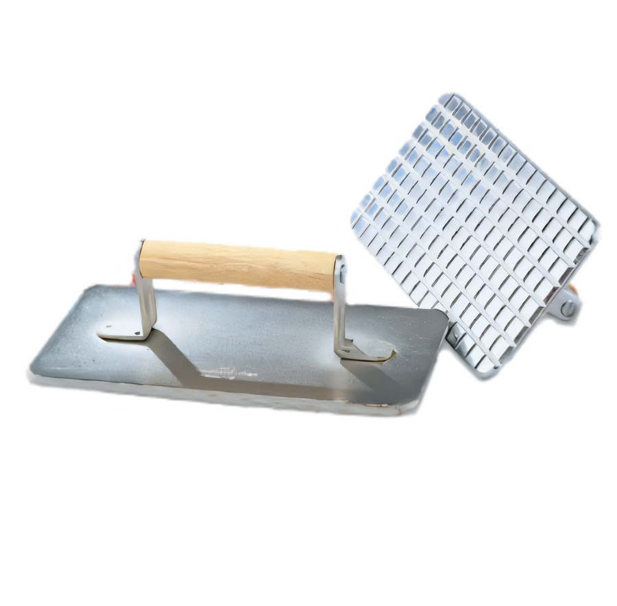 Product image #1 for Vollrath 47709 Cast Aluminum Grid-Bottom Steak Weight with Wood Handle, 1.25 lb.