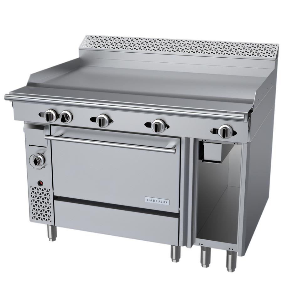 Product image #1 for Garland Cuisine Series Heavy Duty 48-Inch Natural Gas Griddle Top Range with Thermostatic Controls, Standard Oven and Cabinet Base