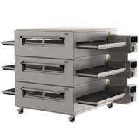 XLT Ovens 4455-3-G Triple Stack Gas Conveyor Pizza Oven with 44-Inch Conveyor and 55-Inch Baking Chamber