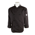 Thumbnail image #1 for Mercer Culinary Genesis M61020BKM Unisex Black Long-Sleeve Chef Jacket, 65/35 Poly/Cotton Twill, Medium Case of 12