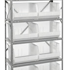 Thumbnail image #1 for Quantum QSBU-270CL Heavy-Duty Wire Shelving Unit, 6 Shelves with 10 Clear Bins, 18 x 36 x 75 Inches