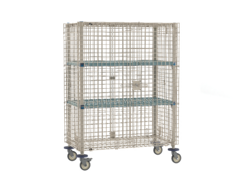 Product image #1 for MetroMax Q Mobile Wire Security Cage with 2 Intermediate Shelves and 5-Inch Casters