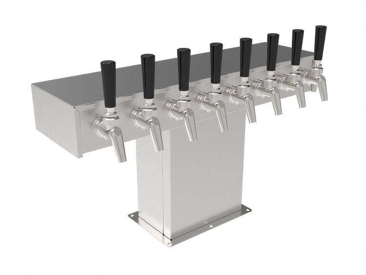 Product image #1 for Perlick Wide Base Tee Draft Beer Tower, Air-Cooled Stainless Steel, 8 Faucets
