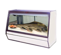 Howard-McCray 32E Series 74-Inch Remote Fish & Poultry Service Case with Straight Glass Front, Endless Design, Black Exterior, White Interior, LED Lighting