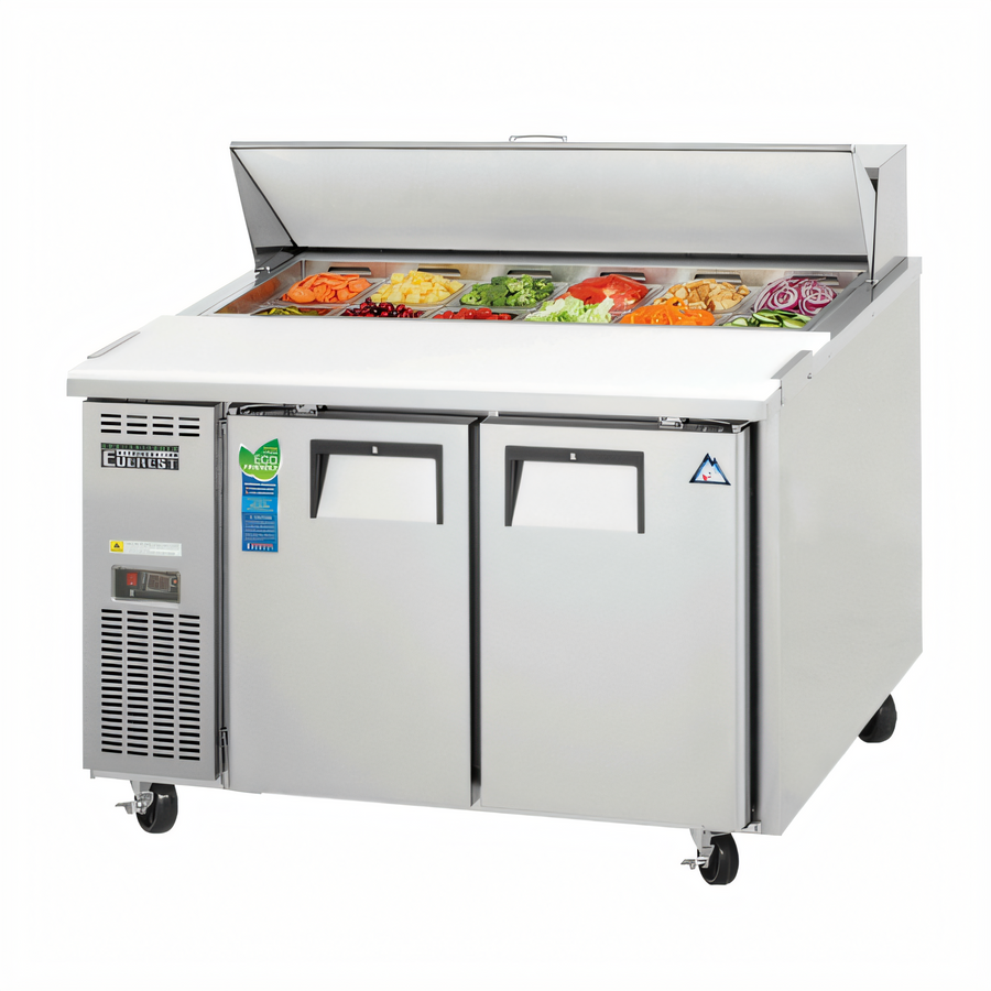 Product image #1 for Everest Refrigeration EPR2 Two-Section Sandwich Prep Table, 47-1/2 Inch Wide, Side-Mounted Self-Contained Refrigeration