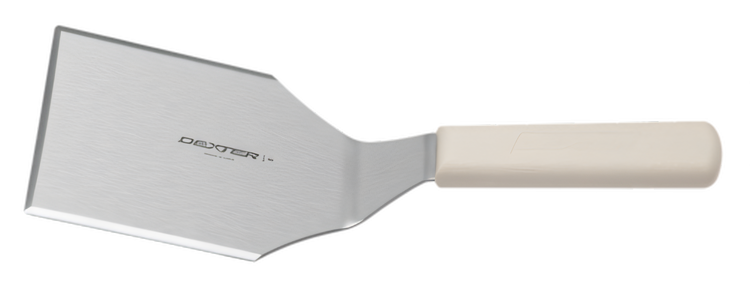 Product image #2 for Sani-Safe Hamburger Turner with 5 x 4 Inch Offset Solid Stainless Steel Blade and White Polypropylene Handle