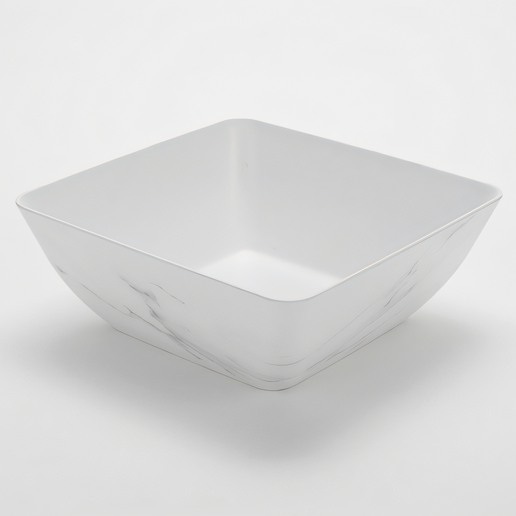Product image #1 for American Metalcraft Naturals Collection Square Melamine Bowl, 232 oz., White Marble Pattern