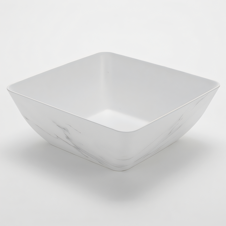 Product image #1 for American Metalcraft Naturals Collection Square Melamine Bowl, 232 oz., White Marble Pattern