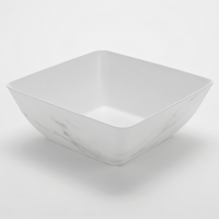American Metalcraft Naturals Collection Square Melamine Bowl, 232 oz., White Marble Pattern