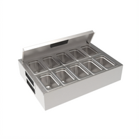 Stainless Steel Chilled Garnish Station for 24 x 24 Inch Drainboards with 10 Cups