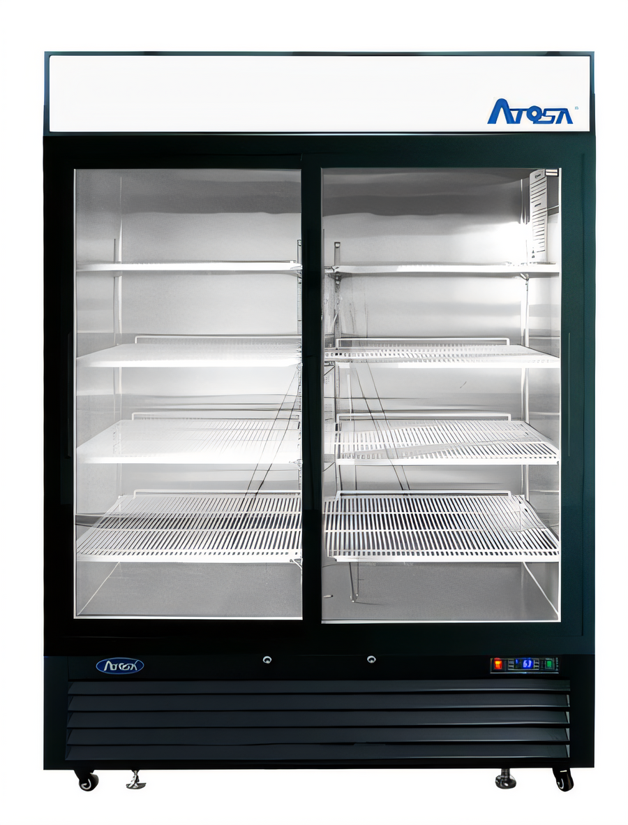 Product image #1 for Atosa Two-Section Sliding Glass Door Refrigerator Merchandiser, 44.9 Cu. Ft., Bottom-Mounted Self-Contained