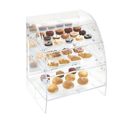 Product image #1 for Vollrath Extra Large 3-Tier Countertop Acrylic Pastry Display Case with Front and Rear Doors, LED Lighting, and Mirror Package