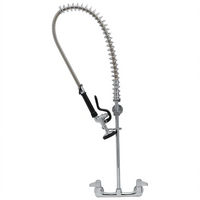 equip 8-Inch Center Wall-Mount Pre-Rinse Unit with 18-Inch Riser and 44-Inch Hose