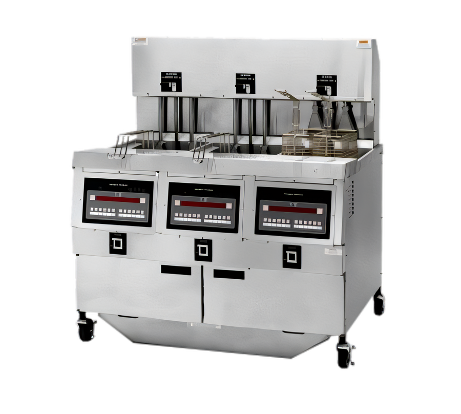 Product image #1 for Henny Penny OGA-323 3-Well Gas Auto Lift Open Fryer with Built-In Filtration and Computron 8000 Controls