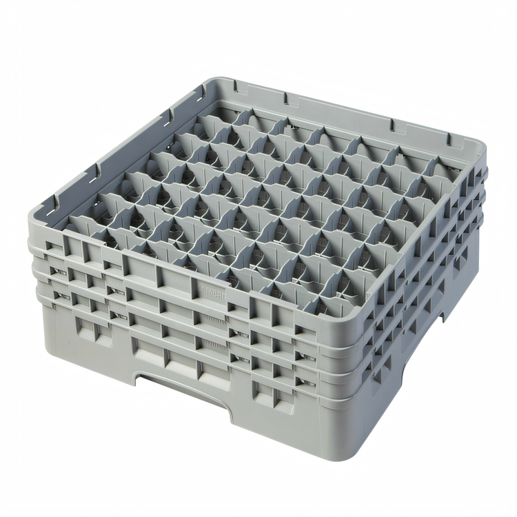 Product image #2 for Cambro Camrack Full Size 49-Compartment Glass Rack with 3 Soft Gray Extenders