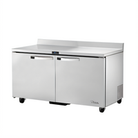 True SPEC Series 60-Inch Two-Section Worktop Refrigerator, Solid Doors, Rear-Mounted Self-Contained Refrigeration