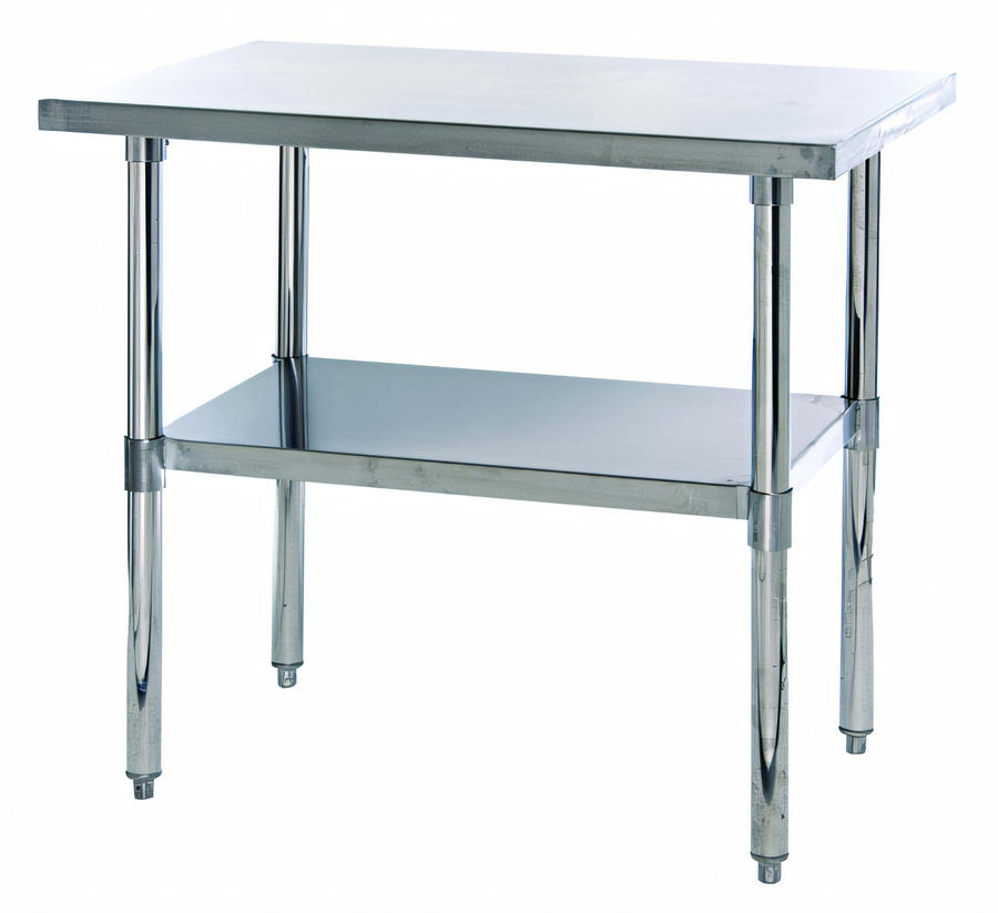 Product image #1 for Quantum SST-2436U 36-Inch x 24-Inch 304 Stainless Steel Flat Top Work Table with Adjustable Undershelf