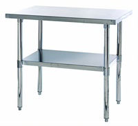 Quantum SST-2436U 36-Inch x 24-Inch 304 Stainless Steel Flat Top Work Table with Adjustable Undershelf