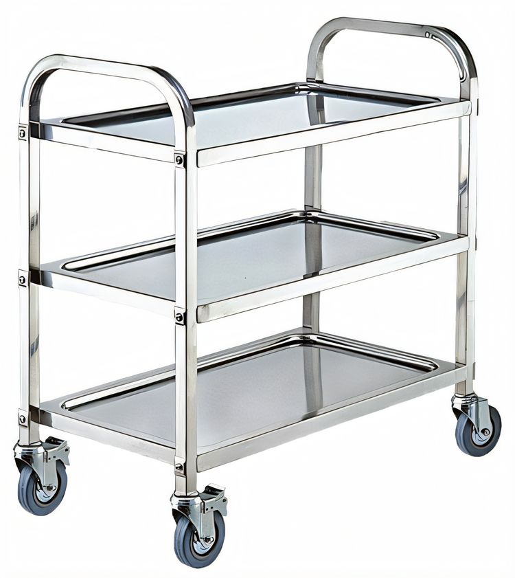 Product image #1 for 3-Shelf Stainless Steel Bussing Cart with Swivel Casters, 529.1 lb Capacity