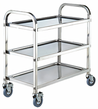 3-Shelf Stainless Steel Bussing Cart with Swivel Casters, 529.1 lb Capacity