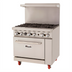 Thumbnail image #1 for Migali Competitor Series 36-Inch Natural Gas Commercial Range with 6 Open Burners, Standard Oven, and Backriser Hi-Shelf