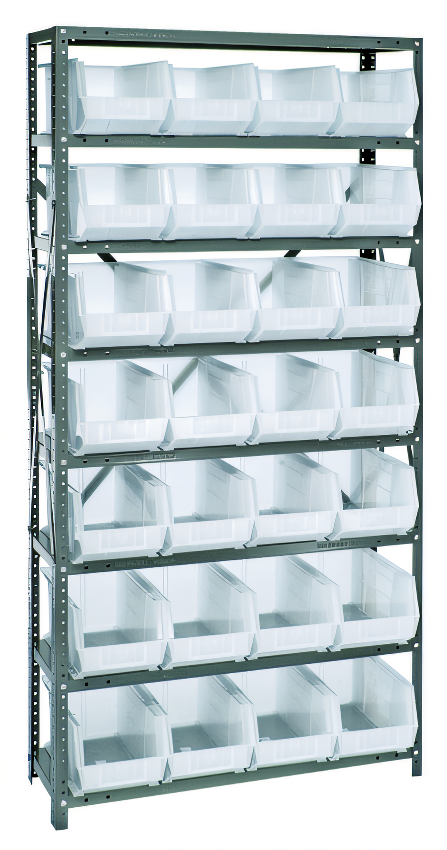 Product image #1 for Quantum Heavy Duty Wire Shelving Unit with 8 Shelves and 28 Clear Bins, 12 x 36 x 75 Inches