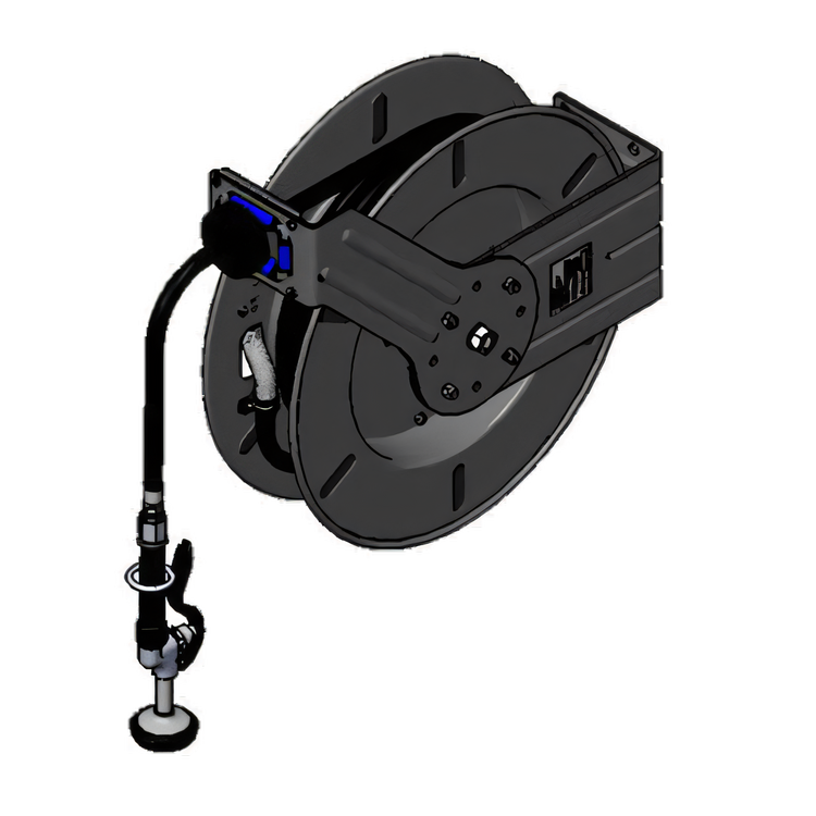 Product image #1 for equip Open Black Epoxy Coated Steel Retractable Hose Reel with 3/8 Inch x 50 Foot Hose and High Flow Spray Valve