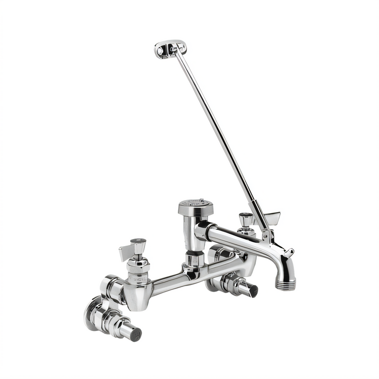 Product image #1 for Fisher Wall-Mount Service Sink Faucet, 8-Inch Adjustable Centers, 6-Inch Spout, Vacuum Breaker, Lever Handles