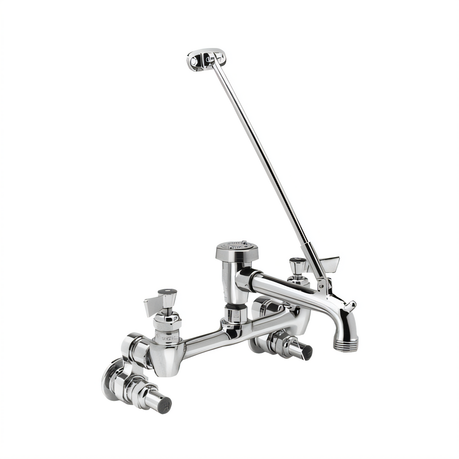 Product image #1 for Fisher Wall-Mount Service Sink Faucet, 8-Inch Adjustable Centers, 6-Inch Spout, Vacuum Breaker, Lever Handles