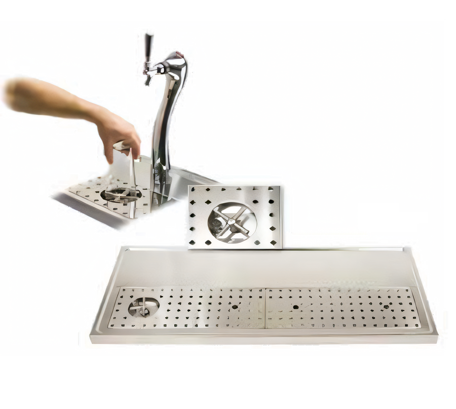 Product image #1 for Micro Matic USA Platform Drip Tray with Glass Rinser, Surface Mount, 59 x 20 Inches, for 12-14 Faucets