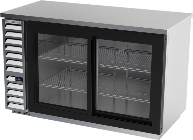 Product image #1 for Beverage-Air BB58HC-GS-S Two-Section 58-Inch Back Bar Refrigerator with Sliding Glass Doors