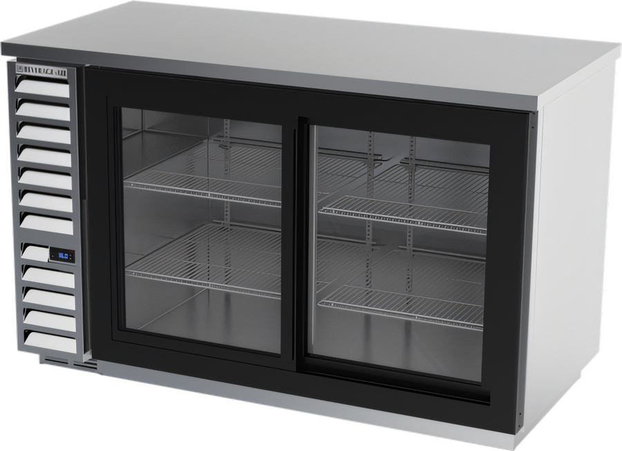 Product image #1 for Beverage-Air BB58HC-GS-S Two-Section 58-Inch Back Bar Refrigerator with Sliding Glass Doors