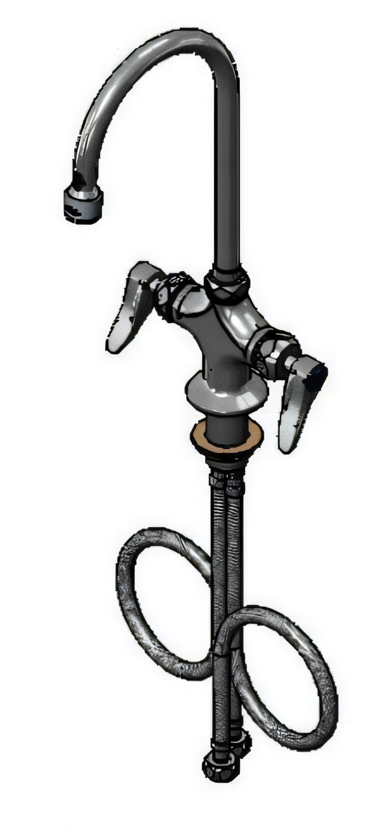 Product image #1 for Single-Hole Deck Mount Manual Mixing Faucet with 5 3/4-Inch Swivel/Rigid Gooseneck and 0.5 GPM Spray Device