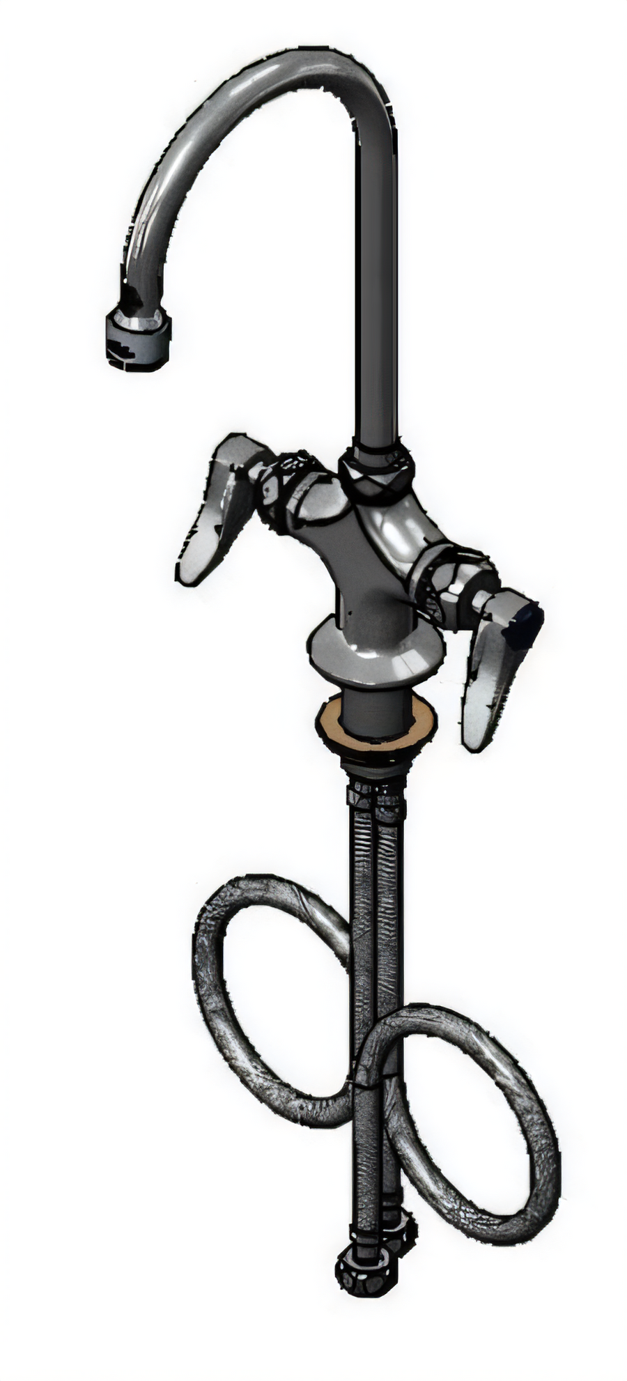 Product image #1 for Single-Hole Deck Mount Manual Mixing Faucet with 5 3/4-Inch Swivel/Rigid Gooseneck and 0.5 GPM Spray Device