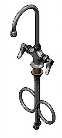 Single-Hole Deck Mount Manual Mixing Faucet with 5 3/4-Inch Swivel/Rigid Gooseneck and 0.5 GPM Spray Device