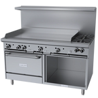 Thumbnail image #1 for Garland G Starfire Pro G60-2G48CS 60-Inch Gas Restaurant Range with 48-Inch Griddle, 2 Open Burners, Convection Oven and Storage Base