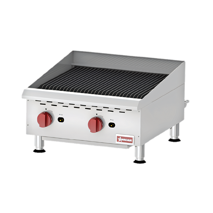 Product image #1 for Omcan 24-Inch Countertop Gas Charbroiler, 2 Burners, Stainless Steel