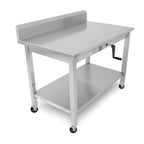 Thumbnail image #1 for John Boos LT6R5-3072SSW-C Adjustable-Height Stainless Steel Work Table with 5-Inch Backsplash, Fixed Undershelf and Locking Casters, 72 x 30 Inches